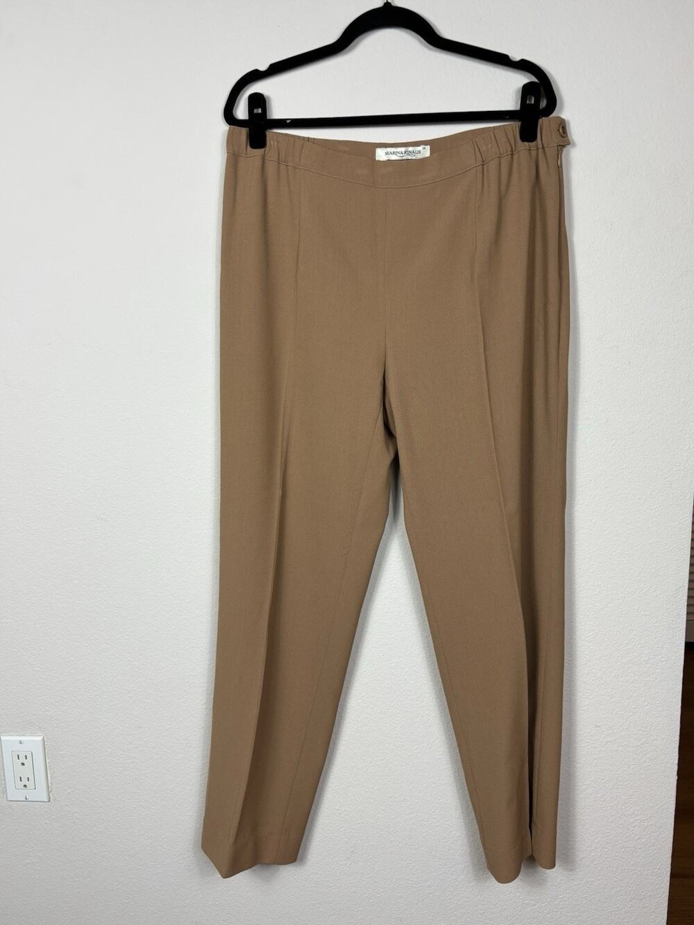 Marina Rinaldi Sagola Wool Blend Camel Straight Leg Dress Pants NWT IT 25 US 16